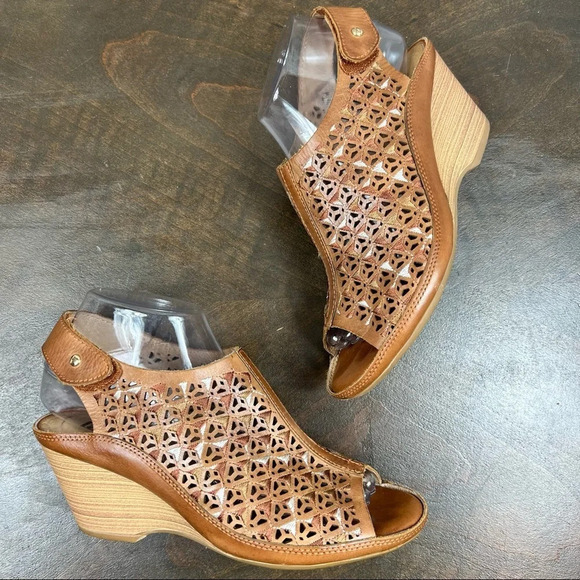 Pikolinos Capri Sandal Brandi Laser Cut Open Toe Boho Wedge Comfort - Picture 6 of 10